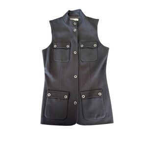 Etcetera Women's Black Button Long Vest Size 4 Sleeveless Comfort